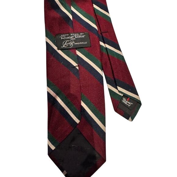 Robert Talbott for Levy’s Nashville Burgundy Stripe Silk Tie Handmade USA - Picture 1 of 16